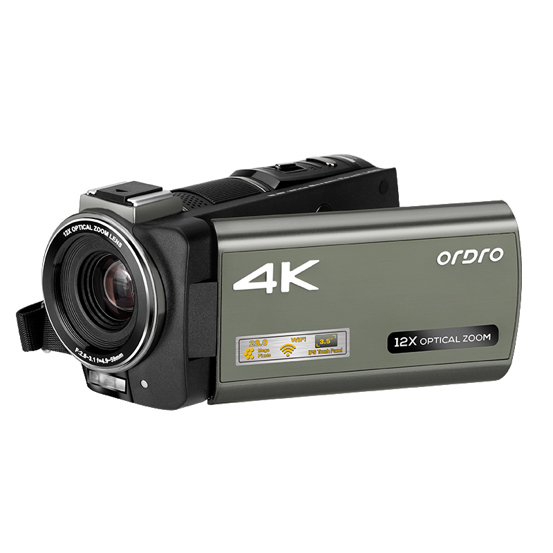 ORDRO AX60 4K 60FPS ビデオカメラ デジタルビデオカメラ 3.5"IPS HD 1080P 12倍光学ズーム＆100倍ズーム Vlog, YouTube